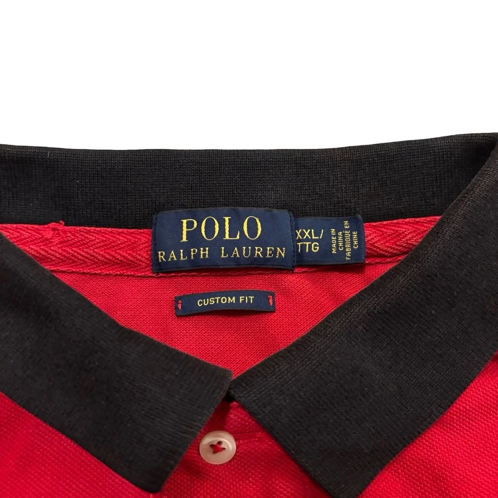 Polo Ralph Lauren Mens XXL Chicago Big Pony Custom Fit Polo Shirt Red Black